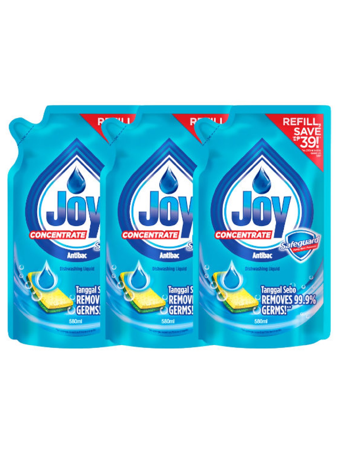 Joy Antibac Dishwashing Liquid Refill 3Pack (580ml) edamama